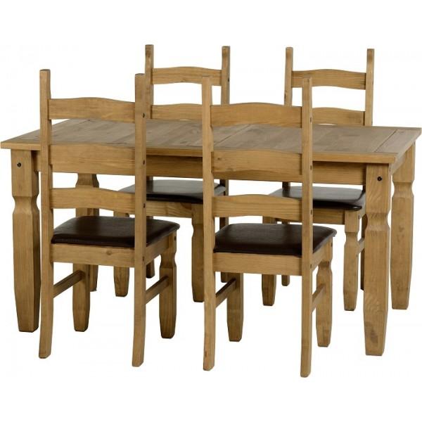 Corona 5ft Dining Set with brown seat pads