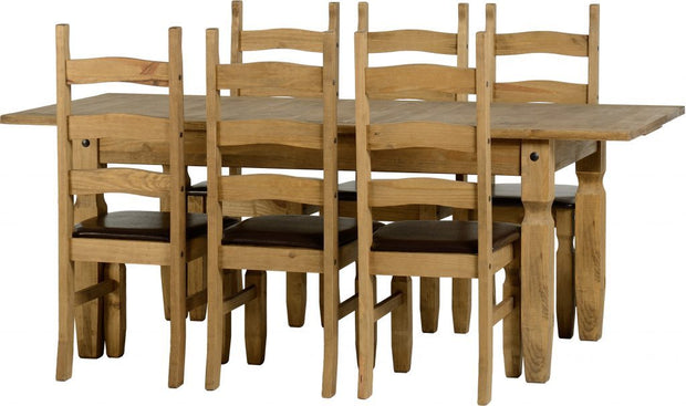 Corona Extending Dining Set with 6 chairs with brown seat pads