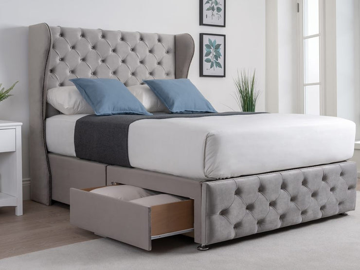 The 'Florida' winged fabric bed frame