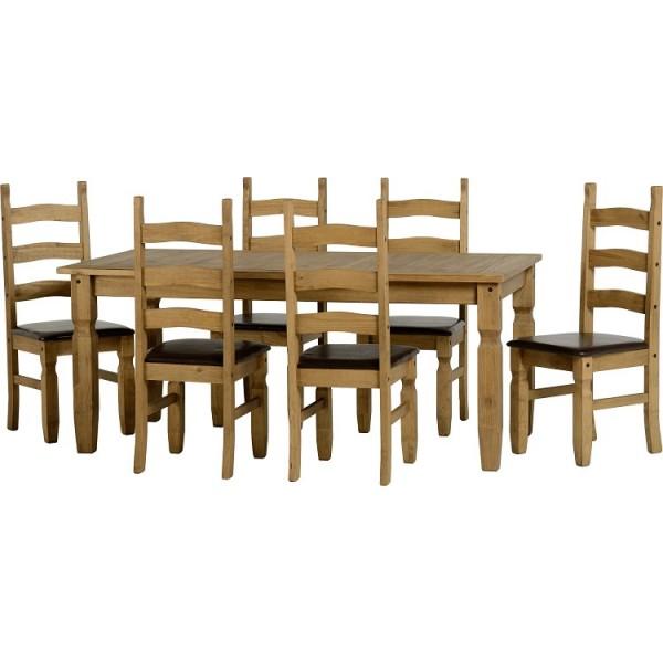 Corona 6ft Dining Set with brown seat pads