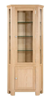 Devon Oak Glazed Corner Display Cabinet