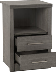 Lisbon 2 Drawer 1 Shelf Bedside Cabinet