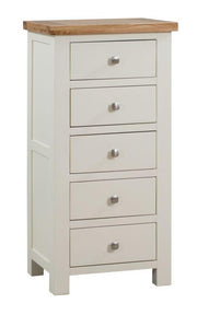 Devon Painted Oak 5 Drawer Tall Chest Of Drawers