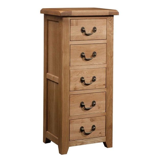 Somersby Oak 5 Drawer Wellington Chest Of Drawers