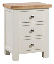 Devon Painted Oak Bedside Table with 3 Drawers