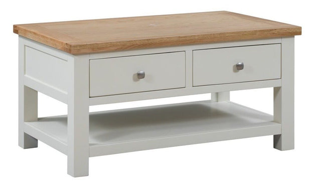 Devon Painted Oak Coffee Table With 2 Drawers